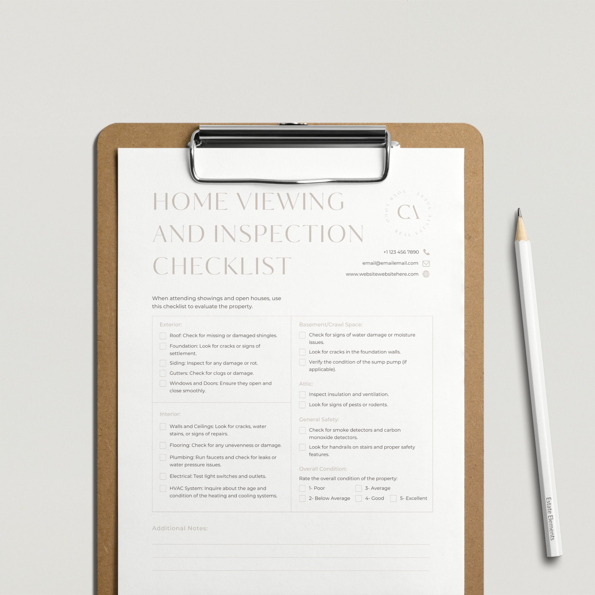 Home Viewing and Inspection Checklist - Real Estate Template ...