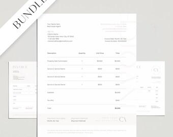 Plantillas de factura inmobiliaria: diseños modernos de Canva (editables)