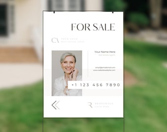 Plantilla de cartel de "Se vende" para jardín / Editable en Canva (Descarga digital)