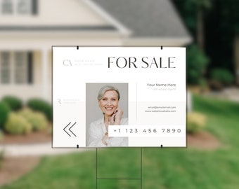 Plantilla de cartel de venta de bienes raíces / Cartel horizontal para jardín (Canva)