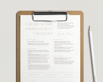 Lista de verificación para mejorar la calificación crediticia: Plantilla para agente inmobiliario (Canva editable)