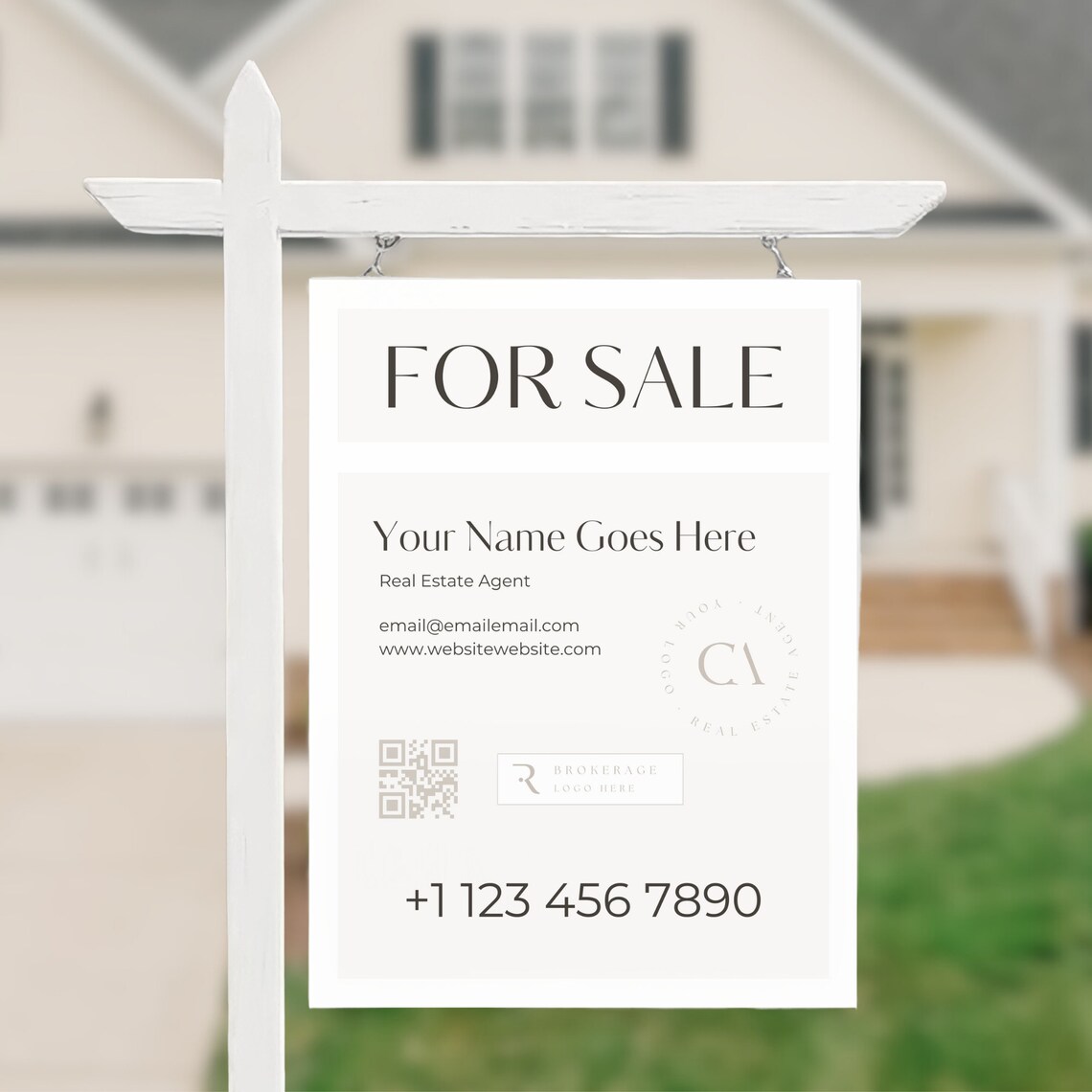 Real Estate Yard Sign for Sale | With Rider Signs, Canva Template ...