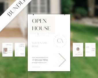 Paquete de letreros para jardín de bienes raíces: diseño vertical, plantilla de Canva (descarga digital)
