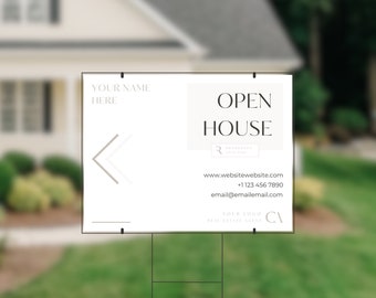Plantilla de letrero de calle para jornada de puertas abiertas de bienes raíces (Canva editable)