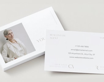 Real Estate Agent Business Card Template: Simple Photo Layout (Canva)
