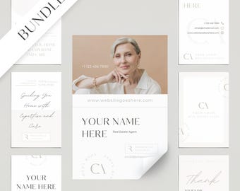 Pegatinas verticales para agentes inmobiliarios: Paquete de plantillas de Canva (7 diseños)