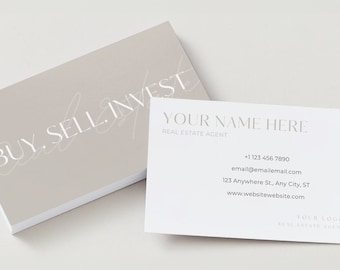 Real Estate Agent Business Card Template: Simple Clean Design (Canva)