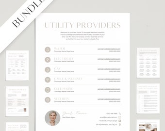 Plantillas para agentes inmobiliarios: Informe de propiedades, proveedores (Canva editable)