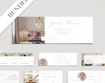 Plantillas de firmas de correo electrónico para inmobiliarias: paquete editable de Canva (7 diseños)