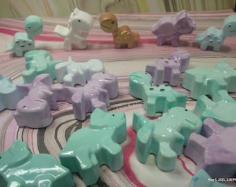 Hand Painted Dino Magnets, Ceramic Resin Dinosaur Decor