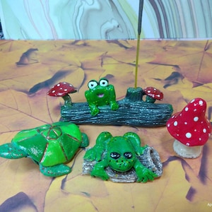 Frog on a Log Incense Burner Set
