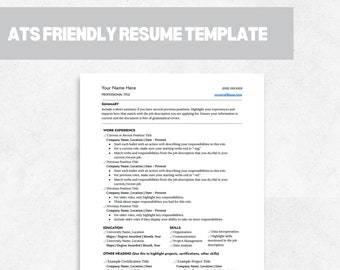 Plantilla de currículum ATS, CV profesional (Google Docs, Word)