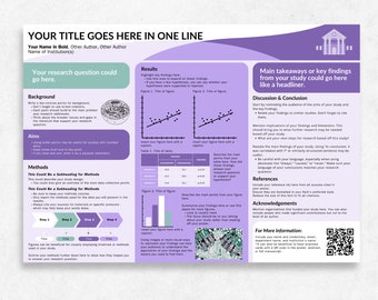 Purple Teal Academic Poster Template A0, Powerpoint Template for Scientific Conference, Research Poster Presentation, PhD Presentation, PhD