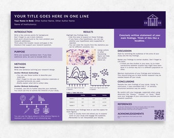 Purple Academic Poster Template A0, Powerpoint Template for Scientific Conference, Research Poster Presentation, PhD Presentation