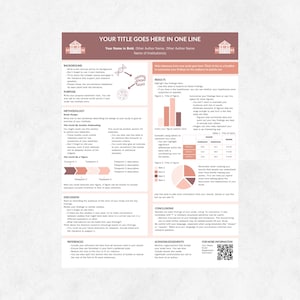 Plantilla de póster académico rosa, vertical A0, plantilla de PowerPoint para conferencias científicas, presentaciones de póster de investigación y presentaciones de doctorado.