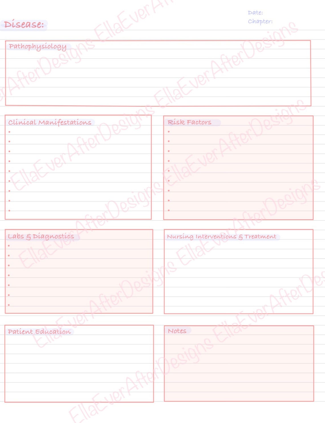 Nursing School Notes Template Printable Etsy Nursing School Notes Template Printable Etsy