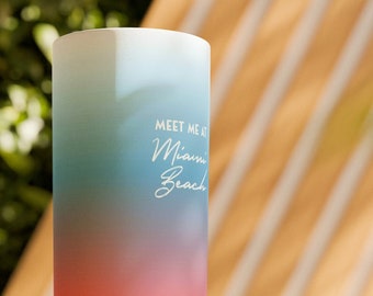 Gradient Custom Tumbler Beach 20oz. Meet me at: Key Biscayne, Palm Beach, Santa Monica, Cabo de Gata. Holidays Tumbler.