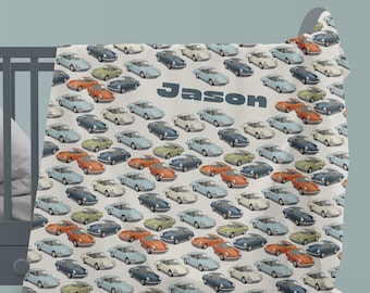 Personalized Boys Cars Minky Blanket, Custom Name Blanket, Kids Gift