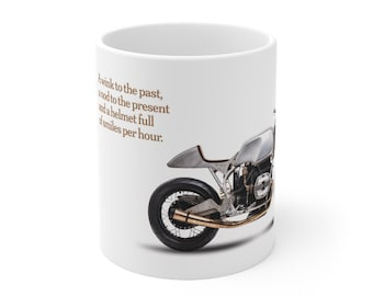 Cafe Racer Mug: Retro Motorcycle Gift, 11oz Ceramic Mug