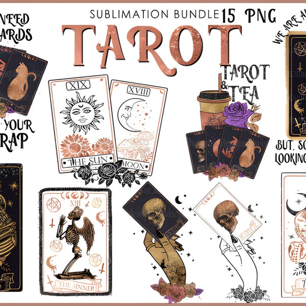 Funny Tarot Cards Bundle Svg, Tarot Cards Svg, Funny Tarot Cards Svg, Skeleton Png, Skull Png, Spiritual Png, Mystical, Sublimation Png
