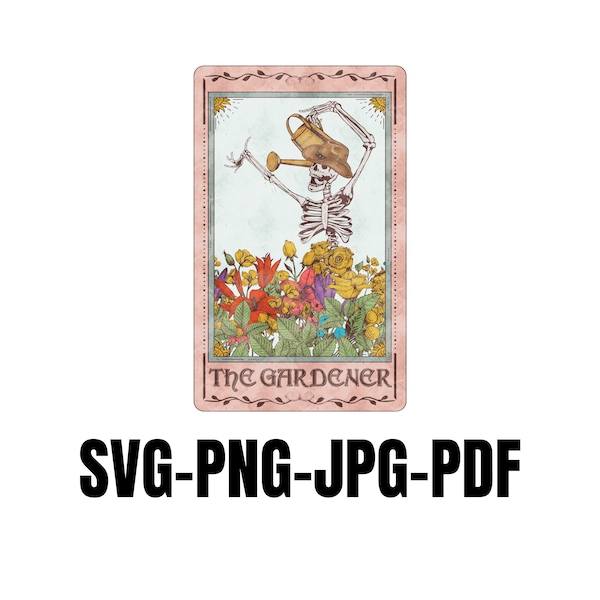 De Plant Lover SVG, Tuinman Tarot Card Svg, Plant Lover Tarot Svg, Skeleton Plants Svg, Tuin Svg, De Tuinman Svg, Cutfile voor Cricut