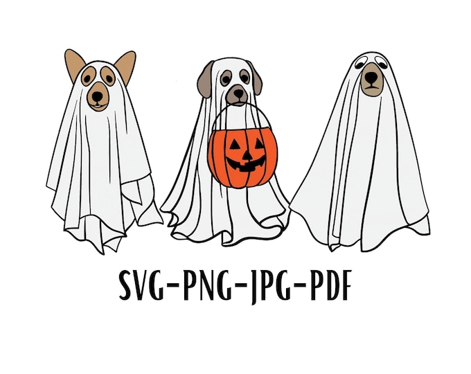 Retro Ghost Dog Spooky Season Svg, Ghost Dog Halloween Png, Funny Dog ...