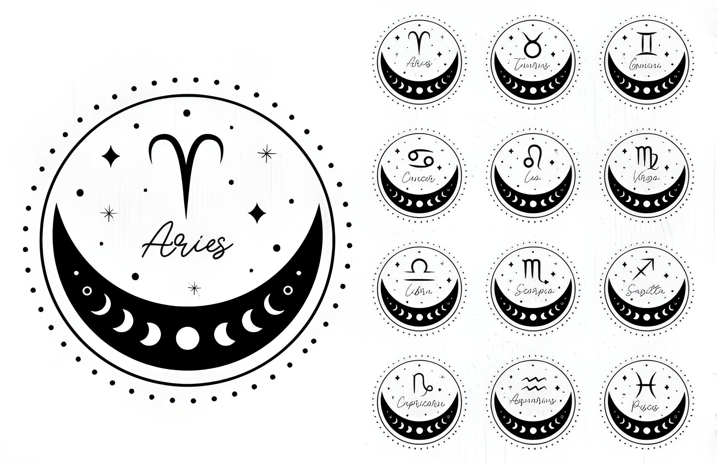 Zodiac Sign Bundle Svg, Zodiac Svg Bundle, Zodiac Sign Png, Zodiac
