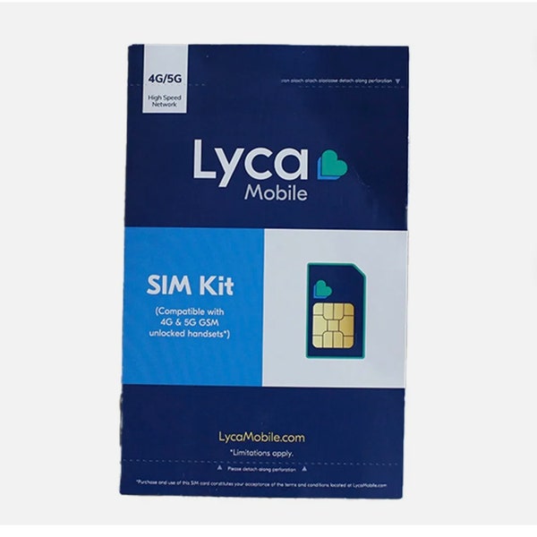 1 x Lycamobile 4G/5G SIM KIT Triple Cut Standard, Micro & Nano