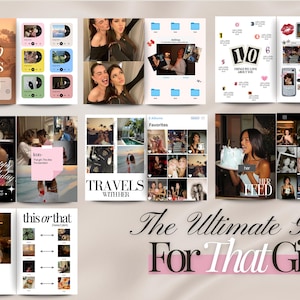 以下が含まれることがあります： 「her top tracks」、「Favorites」、「Happy Birthday」、「TRAVELS WITH HER」、「The Ultimate Gift For That Girl」のテキストが入った画像のコラージュ。画像には写真、グラフィック、テキストが含まれています。