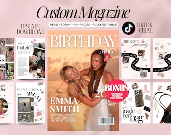 女の子の親友へのカスタム雑誌ギフト | デジタルダウンロード | パーソナライズされた美的雑誌 | 女の子のルームメイトへのギフト