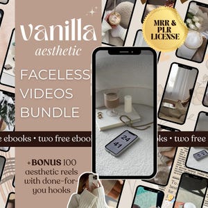 800+ bundle di rulli estetici senza volto di Vanilla, video, marketing senza volto, rulli senza volto, video senza volto, marketing digitale, MRR/PLR,