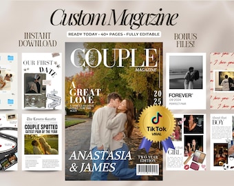 Custom Magazine for Couples | Special Anniversary Gift, Personalized Editable Template | Custom Matchbox Art