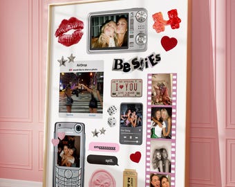 Custom Bestie Scrapbook Print, College Dorm, Gift for Friend, Best Friend Gift, Custom Gift, Girly Room Decor, Custom Roommate Wall Art,