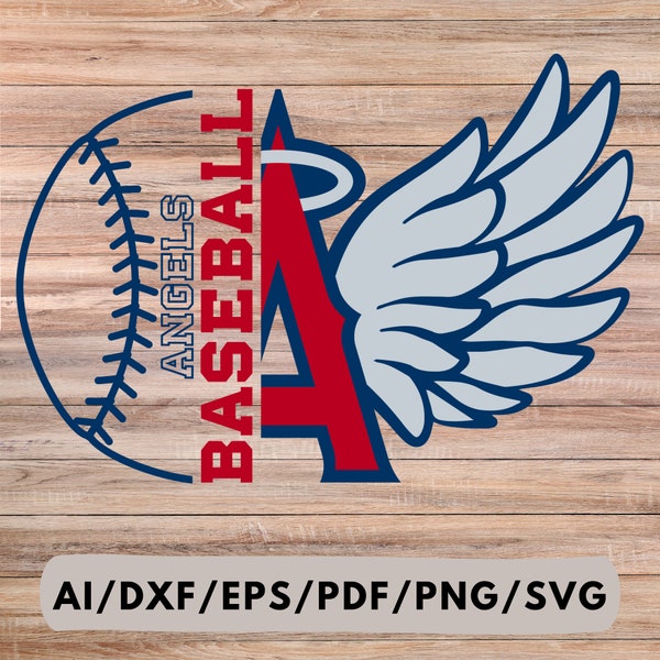 Los Angeles Baseball, Angels Baseball, Sillhoutte, Printing, Cutting and Sublimation, Ai, Dxf, Eps, Pdf, Png, Svg  Digital Download
