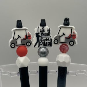 Golf Cart Pen, Life is Short Swing Hard Pen, Beadable Pen, Custom Pen, Gift Pen
