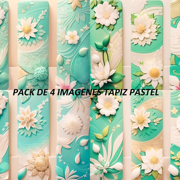 Diseño de Flores en colores pastel para sublimación de vasos de 20 oz, envoltura de vaso delgada recta de 9.3 x 8.2 ” PNG / Tapiz Pastel