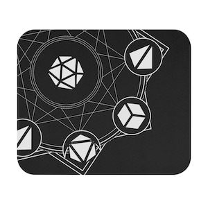 Geometrische dobbelsteen cirkel muismat | RPG dobbelsteen symbolen bureaumat
