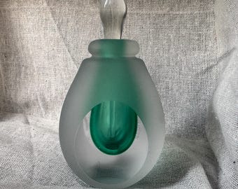 Frasco de perfume de cristal artístico vintage de colección