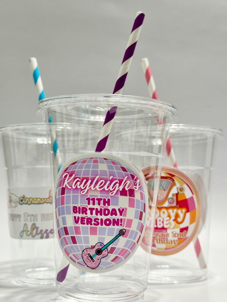 Kayleigh Sticker Custom Birthday Party Cups: Personalized Kids Party Favors - Etsy