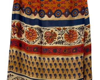 Vintage jaren 1990 Harolds Boho Wrap Rok Oranje Blauw Womens Maat 6