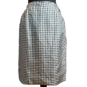 Vintage 1950s-1960s Black Tan Gingham Pencil Skirt Size 2 Rockabilly Pinup Girl