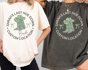 Last Hoe Down Hen Party Cowgirl Western Themed Hen Party Shirt for Bride Bridesmaid Cowboy Bachelorette Shirts Country Hen Do Gift For Women