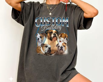 Custom English Bulldog Shirt, Comfort Colors, Custom Pet Shirt, Bootleg Shirt, Dog Remembrance Gift, English Bulldog Shirt, Dog Face Shirt