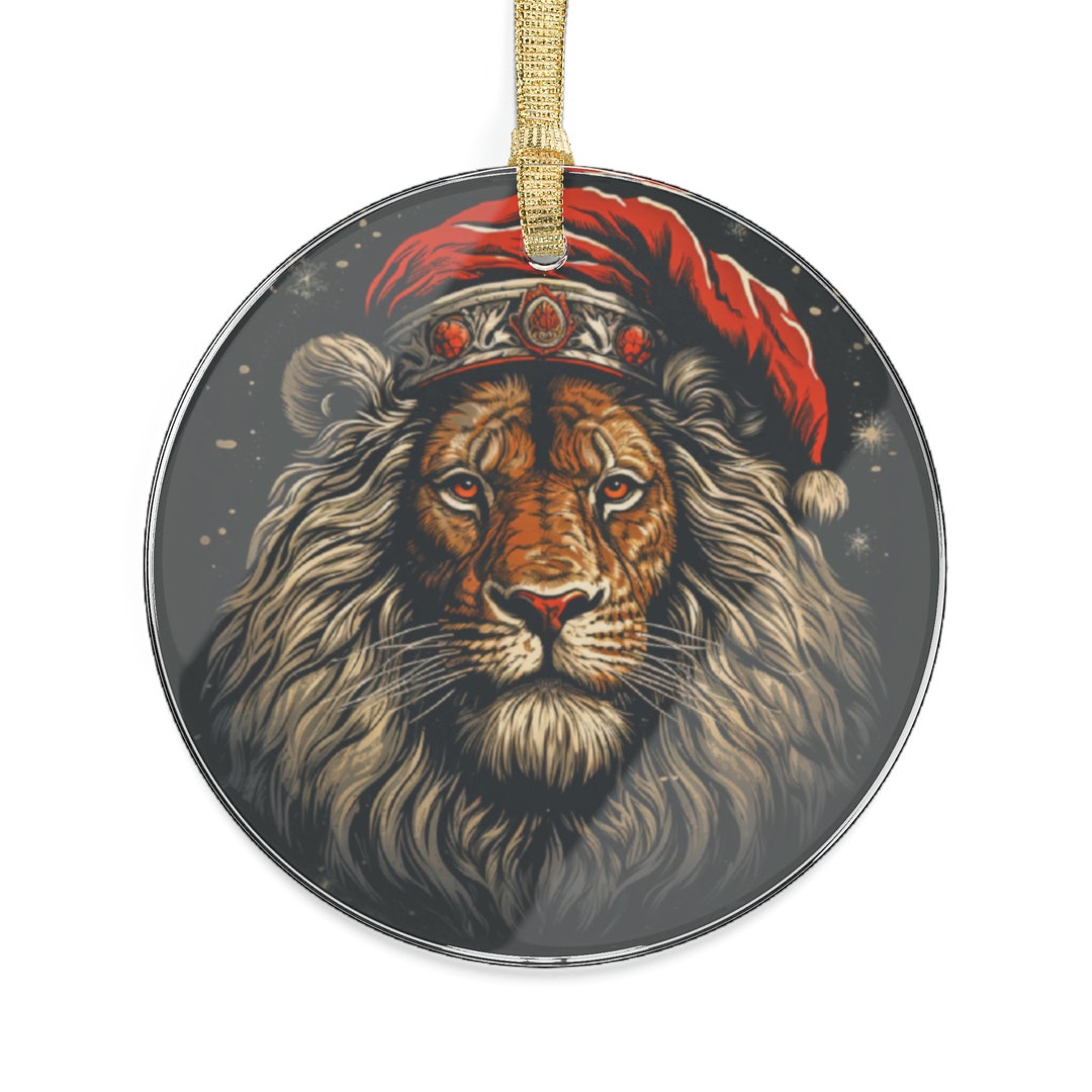 Lion Santa Christmas Ornament Acrylic Christmas Ornament Etsy