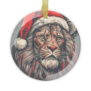 Lion Santa Christmas Ornament | Christmas Ornament | Lion Santa | Think Like A Lion | Christmas Ornaments | Christmas Tree Ornaments