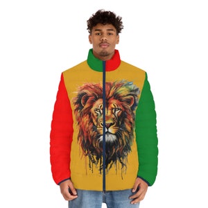 Rasta Jacke, Rasta Kleidung, Steppjacke, König der Könige, Geschenk für sie, bestes Geschenk, Geschenke für ihn, Geschenke für Freund, Herrenbekleidung