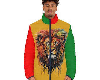 Rasta Jacket, Rasta Clothing, Puffer Jacket, King of Kings, Gift For Her, Best Gift, Gifts For Him, Gifts For Boyfriend, Mens Clothing