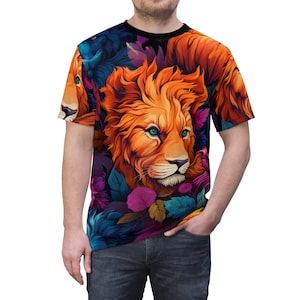 Lion Unisex Pattern T-Shirt, Lion T Shirt, Unisex Lion Shirt, Lion Print Shirt, Think Like A Lion, Lion T-Shirt, Lion Camp Design