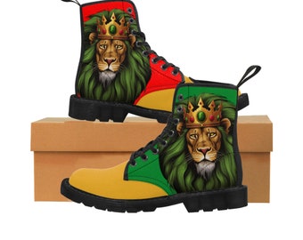 Rasta Boot, Mens Rasta Shoes, Gift For Him, Unique Gift, For Him, Canvas Boot, For Him, Foot Love, Rasta Lion
