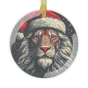 Lion Santa Christmas Ornament | Christmas Ornament | Lion Santa | Think Like A Lion | Christmas Ornaments | Christmas Tree Ornaments